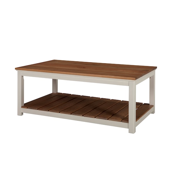 Alaterre Furniture Savannah 45"w Coffee Table, Ivory with Natural Wood Top ASVA11IVW - main